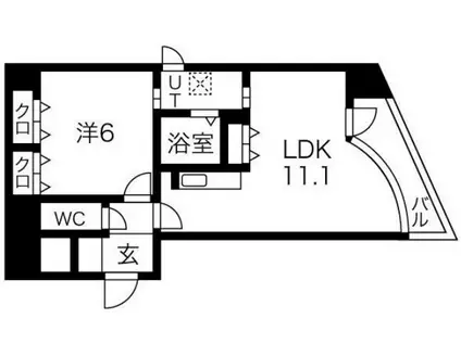 S-RESIDENCE 学園坂(1LDK/6階)の間取り写真
