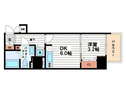 プレサンス松屋町グレース(1DK/7階)の間取り写真