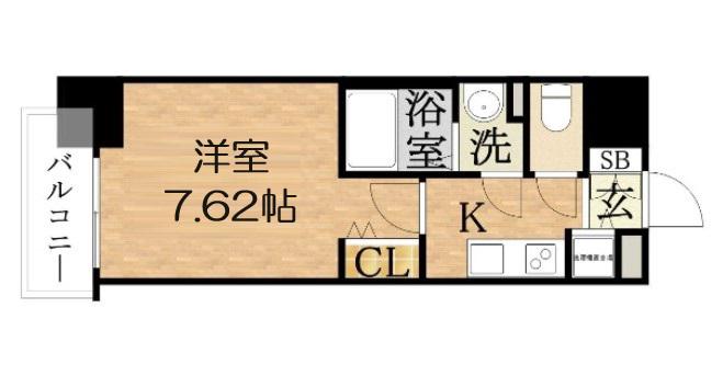 LUXE天神橋(1K/14階)の間取り写真