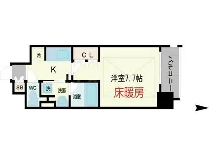 アーバネックス心斎橋(1K/12階)の間取り写真