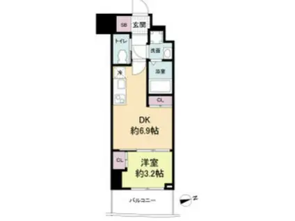 セレニテ難波プリエ(1DK/12階)の間取り写真