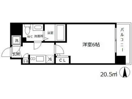 エスリード梅田グランノース(1K/10階)の間取り写真