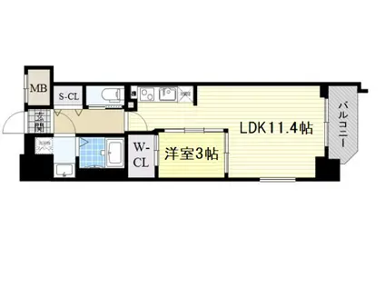 ラ・フォルム本町ウエスト(1LDK/3階)の間取り写真