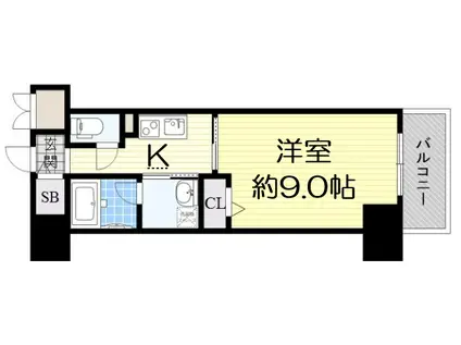 ドゥーエ立売堀(1K/13階)の間取り写真