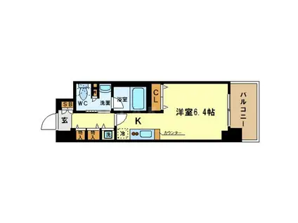 アーバネックス北浜(ワンルーム/14階)の間取り写真