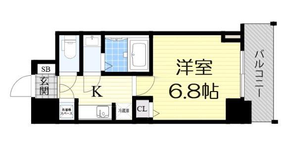 エスライズ難波(1K/6階)の間取り写真