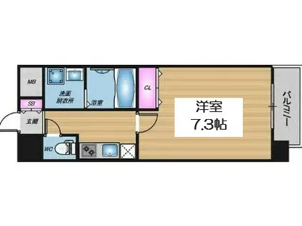 サムティ北梅田VESSEL(1K/2階)の間取り写真