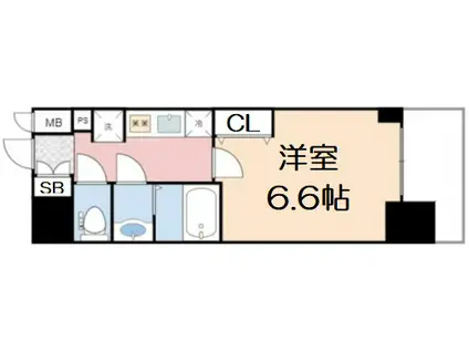 プレサンス四天王寺前夕陽ヶ丘アクティ(1K/2階)の間取り写真