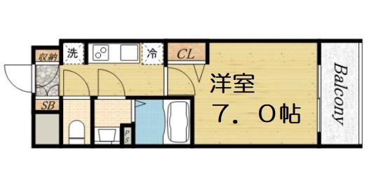 プレサンスOSAKADOMECITYクロスティ(1K/2階)の間取り写真