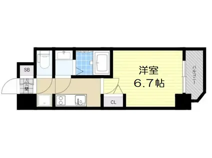 スプランディッド難波元町DUE(1K/12階)の間取り写真