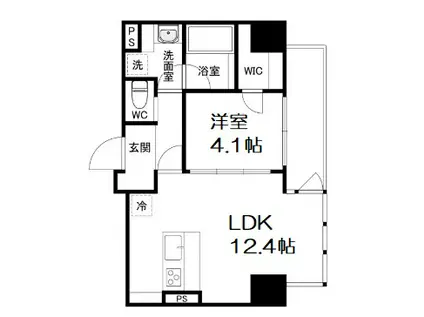 BRAVE常盤町Ⅱ(1LDK/5階)の間取り写真