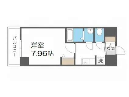 ラヴィータ難波元町(1K/4階)の間取り写真