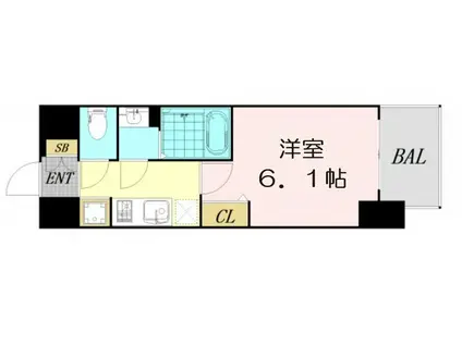 プレサンス天神橋筋六丁目ヴォワール(1K/9階)の間取り写真