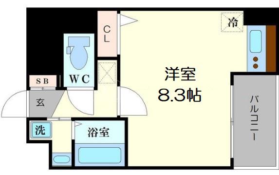 ラナップスクエア難波南(ワンルーム/7階)の間取り写真