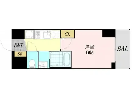 エステムコート難波サウスプレイスVIIリアン(1K/6階)の間取り写真