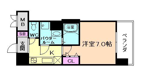 レジュールアッシュ梅田北(1K/11階)の間取り写真