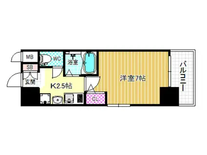 エスリード南森町駅前(1K/9階)の間取り写真