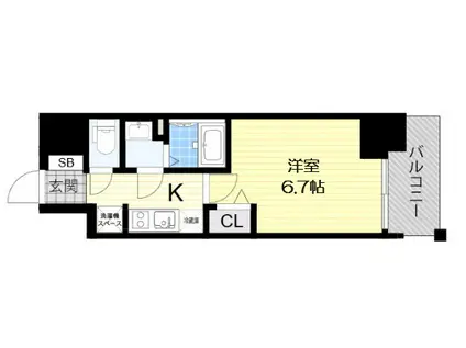 プレサンス立売堀ベルヴィル(1K/15階)の間取り写真