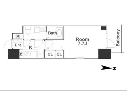 エスリード本町レジデンス(1K/13階)の間取り写真