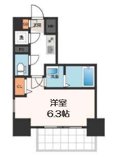 エスリード松屋町グレイス(1K/4階)の間取り写真