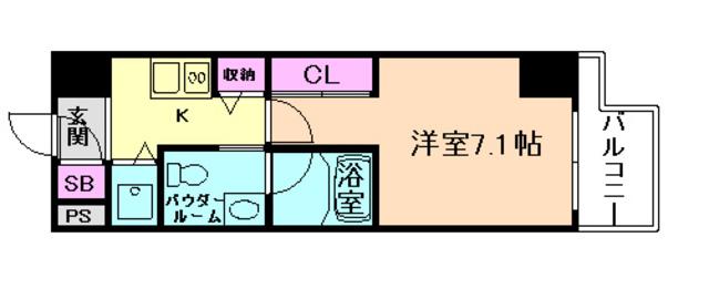 リンクハウス京町堀(1K/3階)の間取り写真