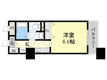 メゾンドヴィレ大阪城公園前(1K/23階)の間取り写真