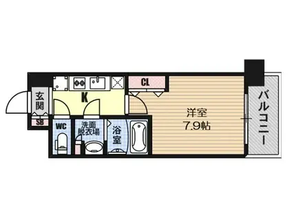 コンフォリア心斎橋イースト(1K/9階)の間取り写真