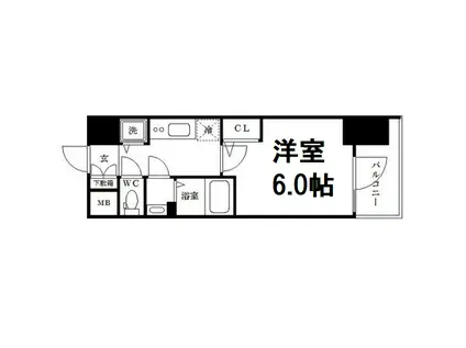 エスリード難波ステーションゲートサウステラス(1K/14階)の間取り写真