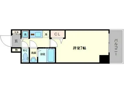 プレサンス堺筋本町駅前シェル(1K/2階)の間取り写真