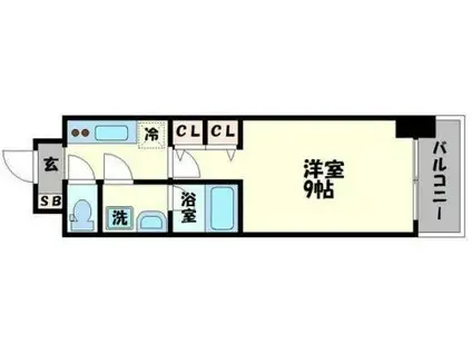 スプランディッド淀屋橋DUE(1K/3階)の間取り写真