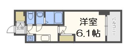 エスリード松屋町サウス(ワンルーム/6階)の間取り写真