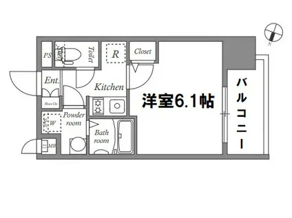 エスリード難波ザ・ゲート(1K/15階)の間取り写真