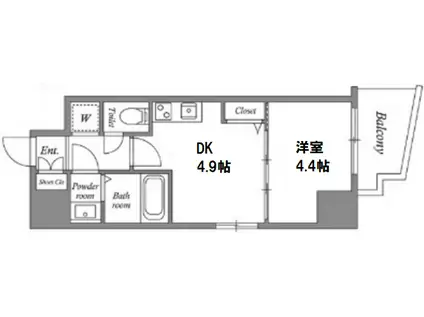 プライムアーバン松屋町(1DK/5階)の間取り写真