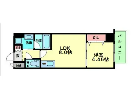 アーデン四ツ橋プライマリーワン(1LDK/8階)の間取り写真