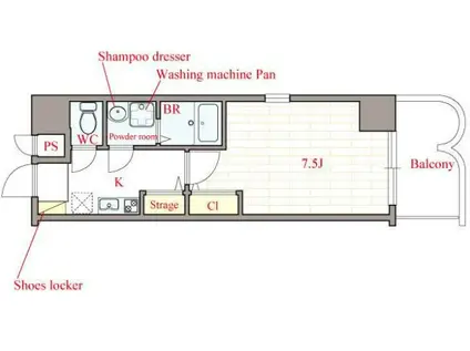 MS STREAM(1K/4階)の間取り写真
