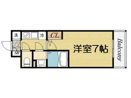 エスリード難波ザ・メゾン(1K/3階)の間取り写真