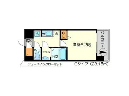 リッツ新大阪(1K/3階)の間取り写真