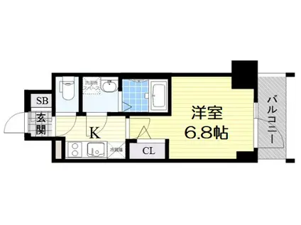 エスリード難波 THE FIRST(1K/13階)の間取り写真