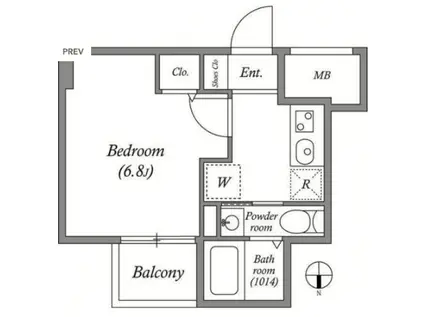 SERENITE本町REFLET(1K/6階)の間取り写真