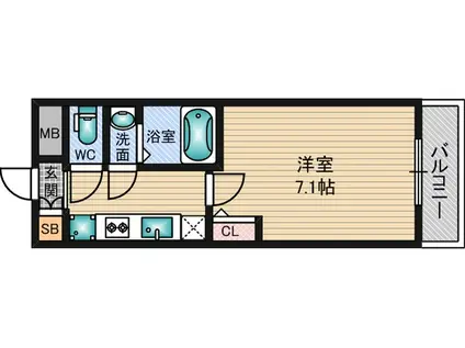 S-RESIDENCE新大阪駅前(1K/13階)の間取り写真