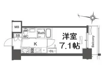 TLRレジデンス本町ウエスト(1K/13階)の間取り写真
