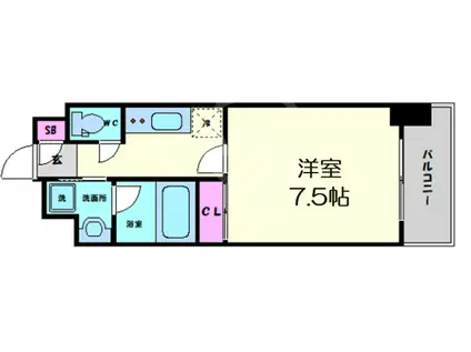 アスヴェル阿波座BLUE EARTH(1K/2階)の間取り写真