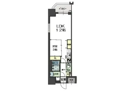 ラ・フォルム本町ウエスト(1LDK/8階)の間取り写真