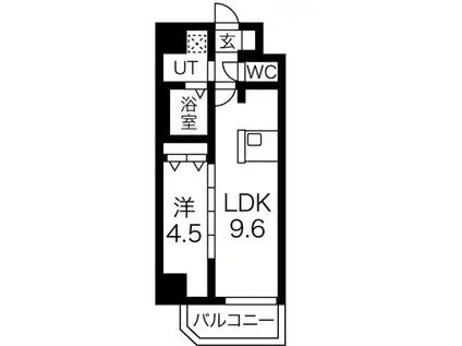 スプランディッド難波ウエスト(1LDK/4階)の間取り写真