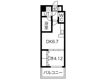 CHOEI65プレジオ中津(1DK/4階)の間取り写真