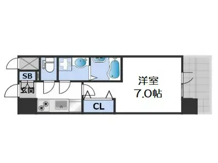 エスリードレジデンス大阪難波(1K/12階)の間取り写真