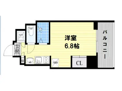 エス・キュート西天満(ワンルーム/6階)の間取り写真