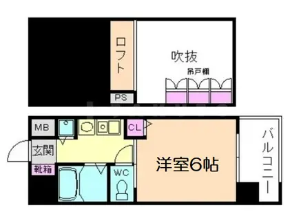 エステムコート梅田東アクアパレス(1K/6階)の間取り写真