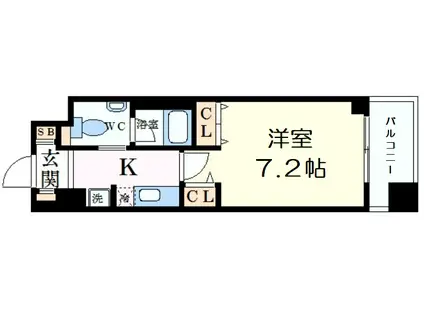 セレッソコート リバーサイドOSAKA(1K/8階)の間取り写真
