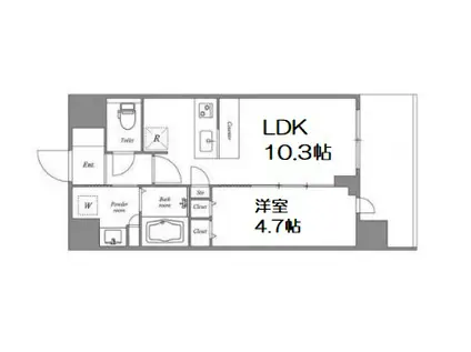 スプランディッド難波キャトル(1LDK/14階)の間取り写真